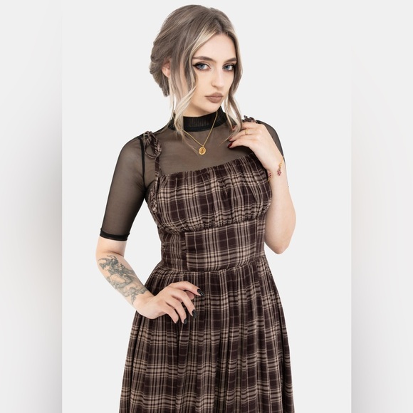 Disturbia Adra Check Cami Tie Strap Midi Dress US 12 / UK 16 - Picture 2 of 8